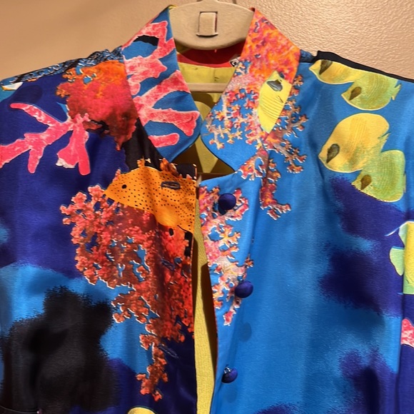 No label all silk magnificent duster coat.. Asian influence - Picture 2 of 11